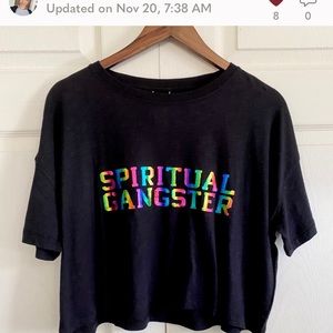 Spiritual Gangster NWT Holographic Black Crop Top